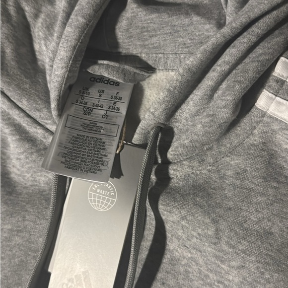 Adidas Heather Gray Hoodie with White Accents - Picture 2 of 6